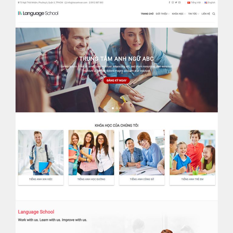 Mẫu thiết kế web trung tâm anh ngữ