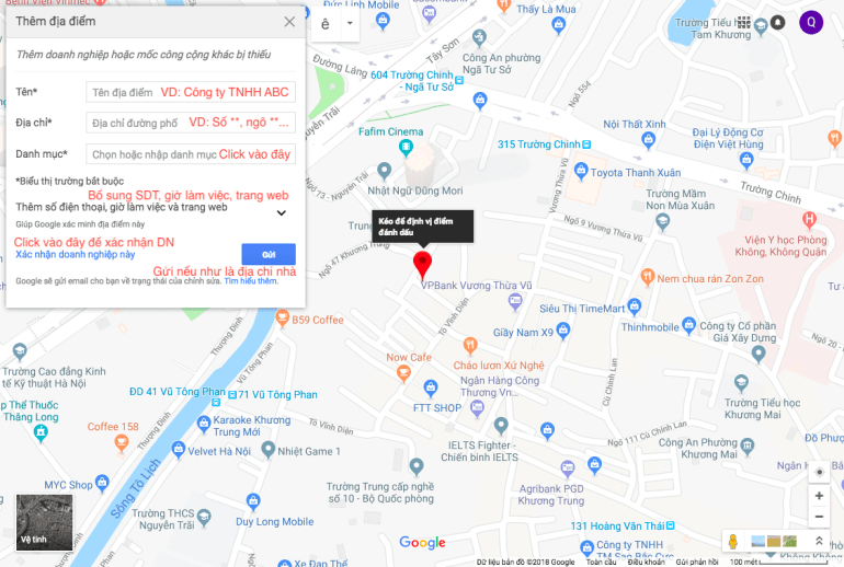 Thông tin doanh nghiệp Google Maps