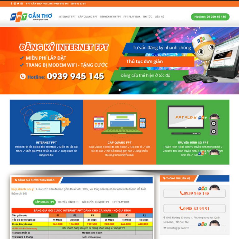 Mẫu thiết kế web lắp mạng internet