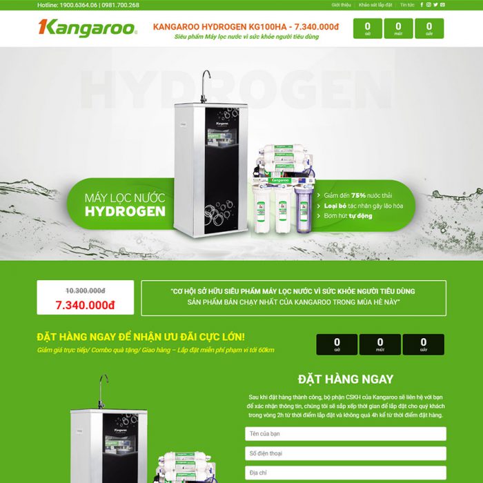 Thiết kế web landingpage máy lọc nước