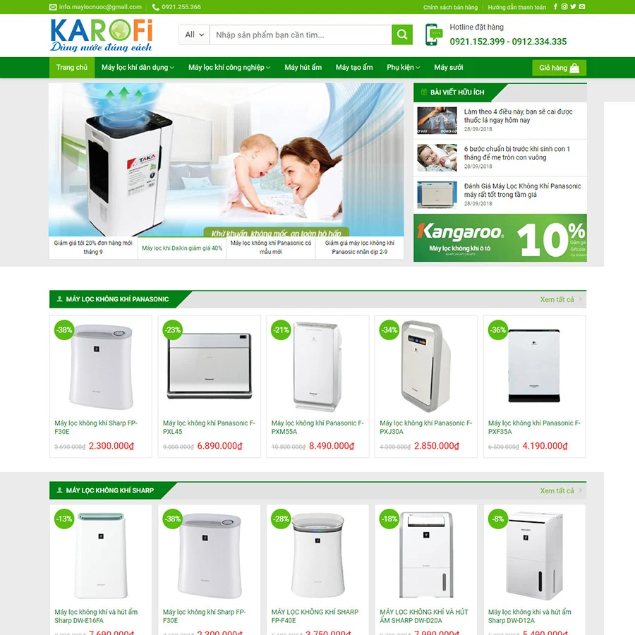 Mẫu thiết kế web bán máy lọc nước