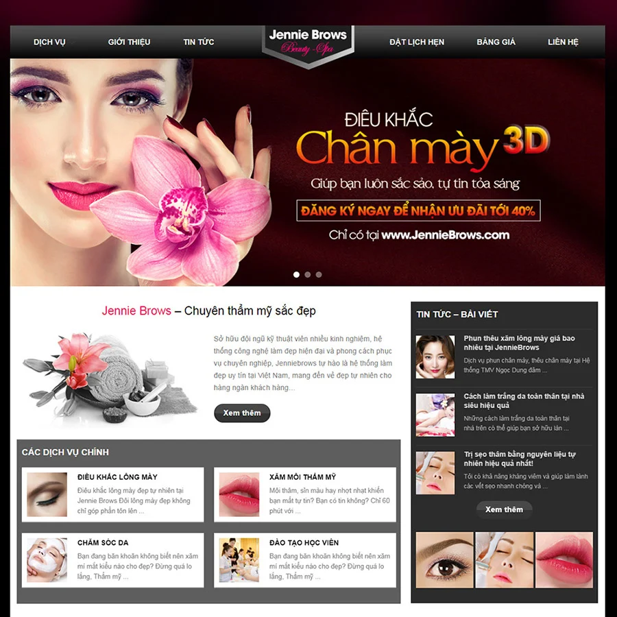 Mẫu thiết kế web dịch vụ phun xăm