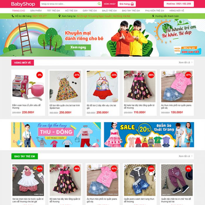 Thiết kế web bán quần áo trẻ em