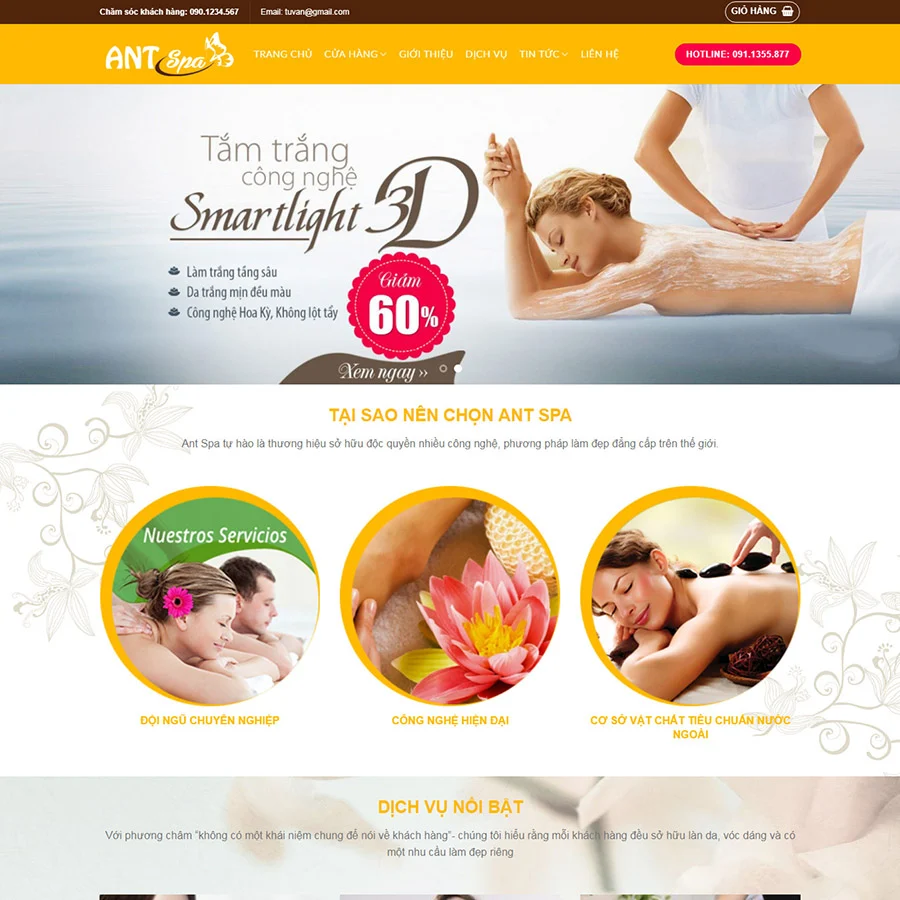 Mẫu thiết kế web Spa