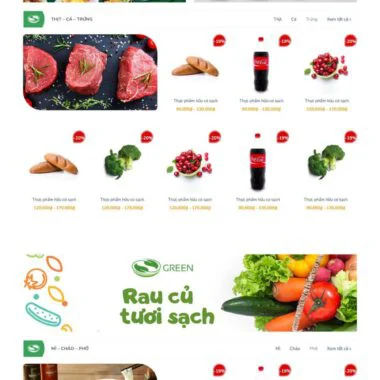Mẫu thiết kế web tạp hóa bách hóa xanh