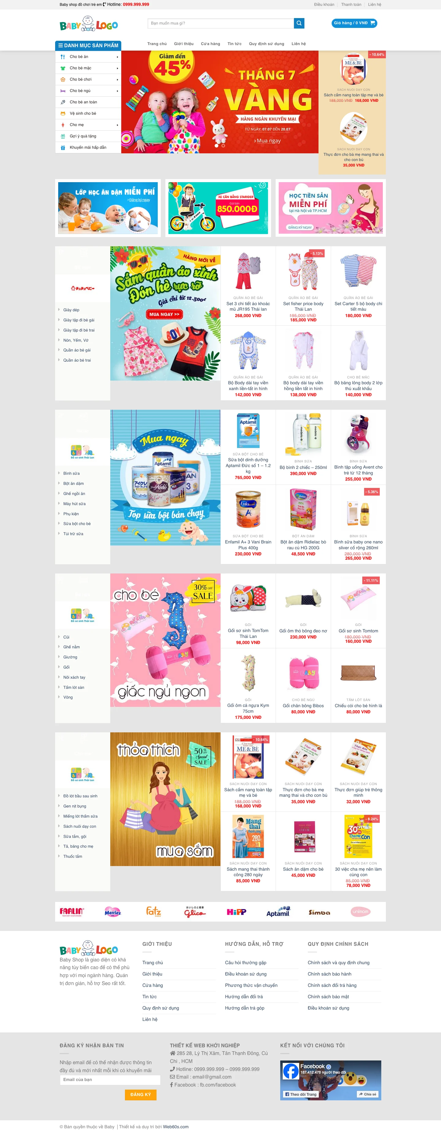 Mẫu thiết kế web bán hàng Baby