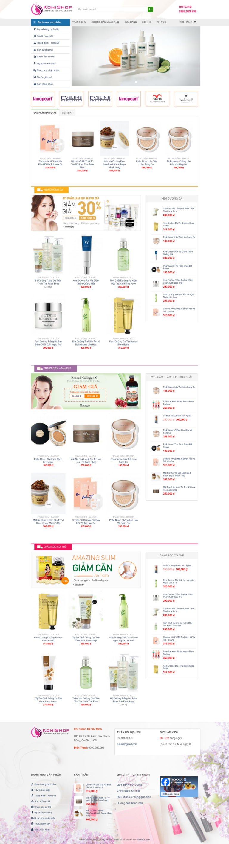 Mẫu thiết kế web bán mỹ phẩm