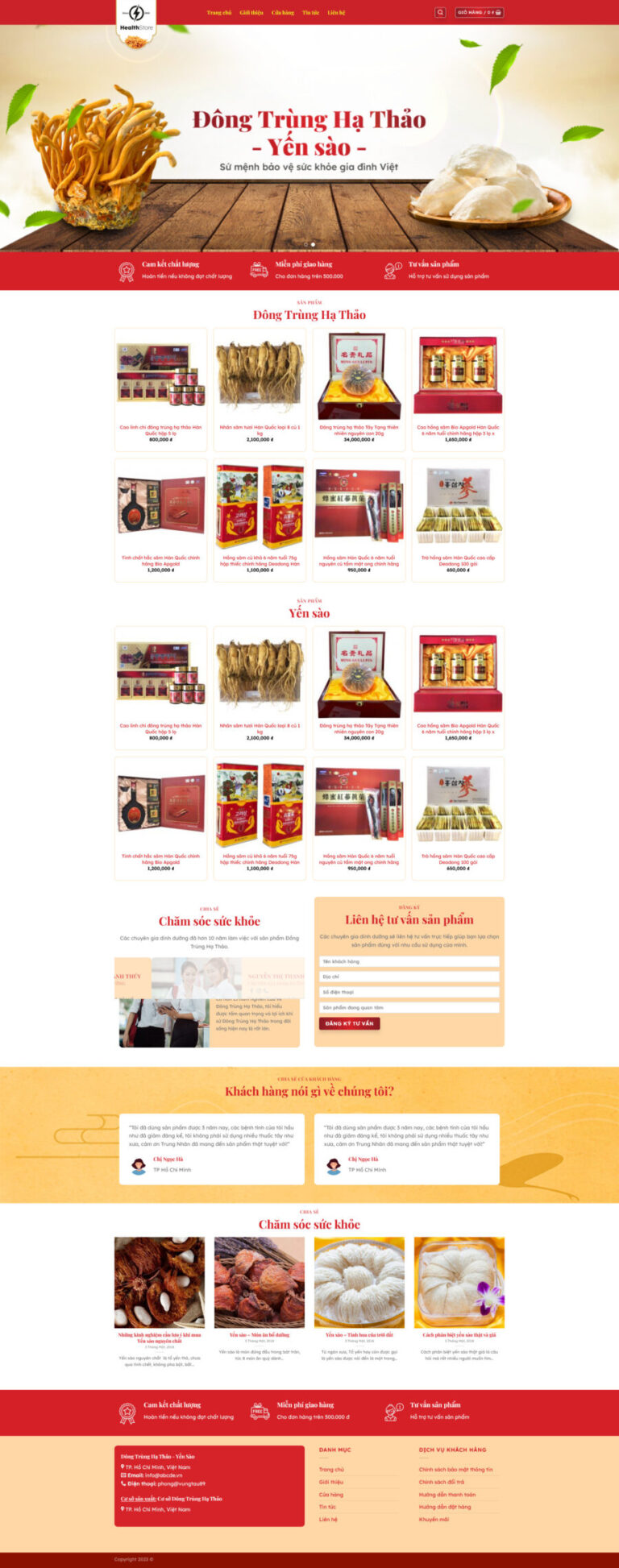 Mẫu thiết kế web bán yến sào