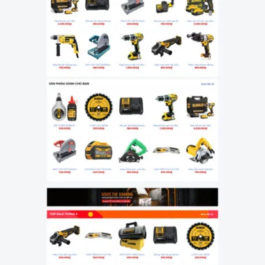 Mẫu thiết kế web bán sản phẩm cơ điện