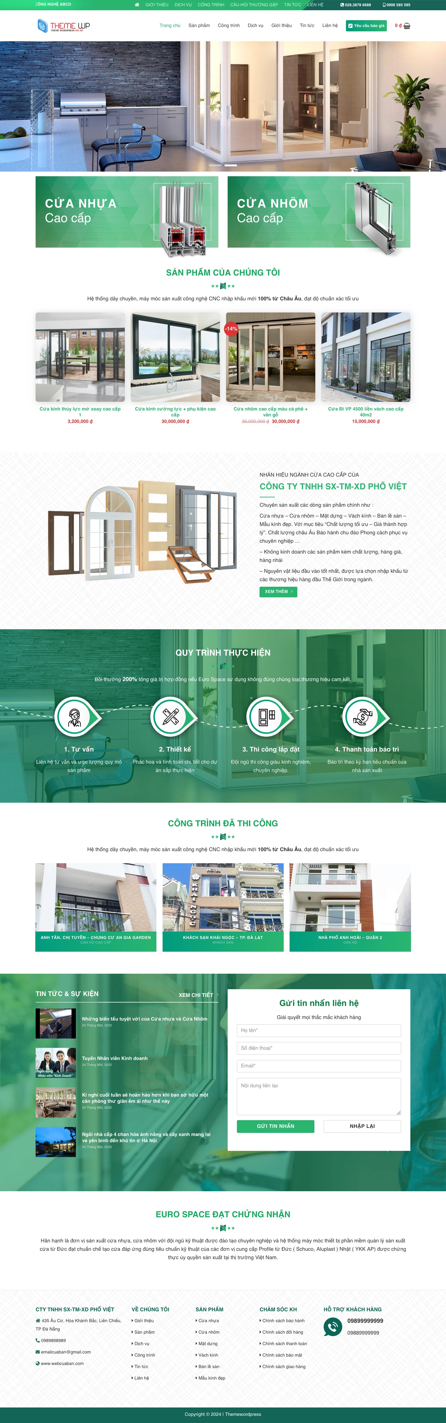 Mẫu thiết kế web bán nhôm kính