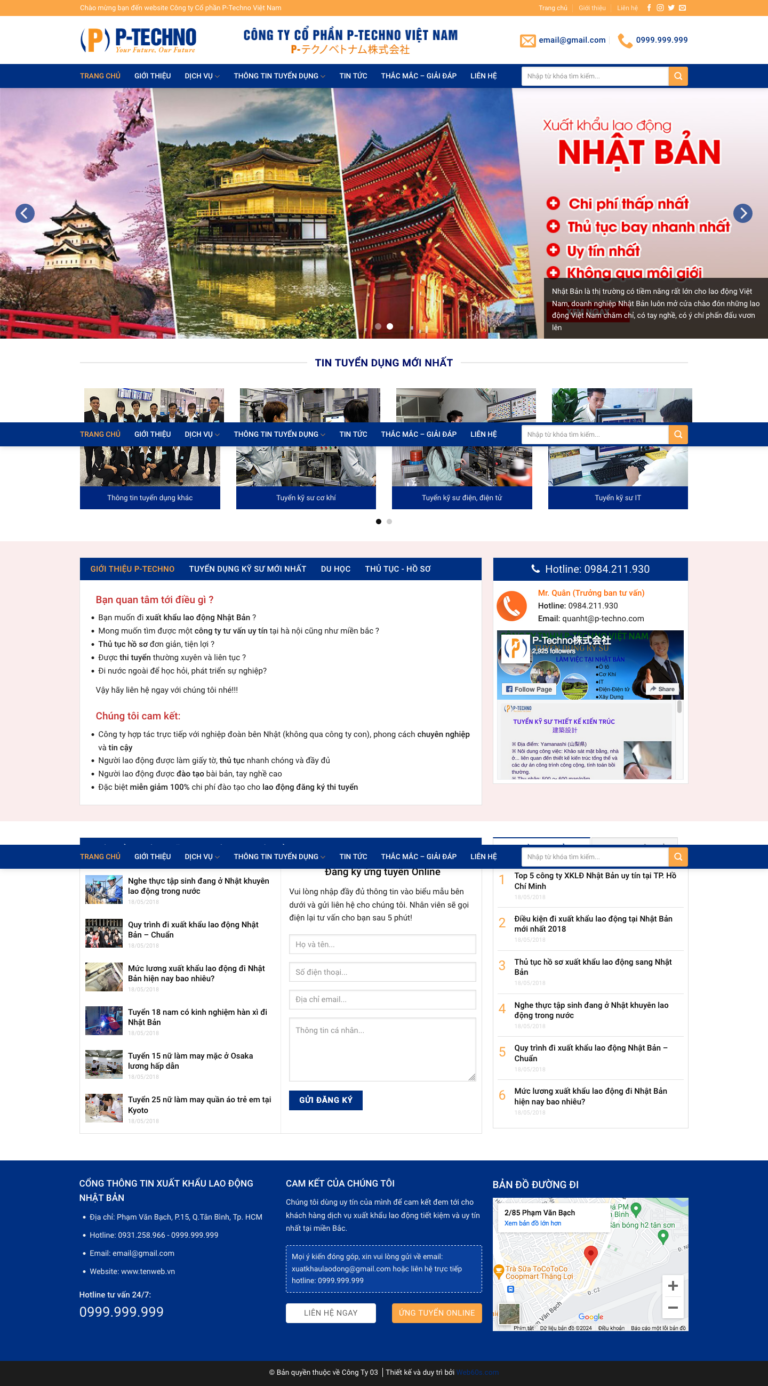 Mẫu thiết kế web công ty xuất khẩu lao động