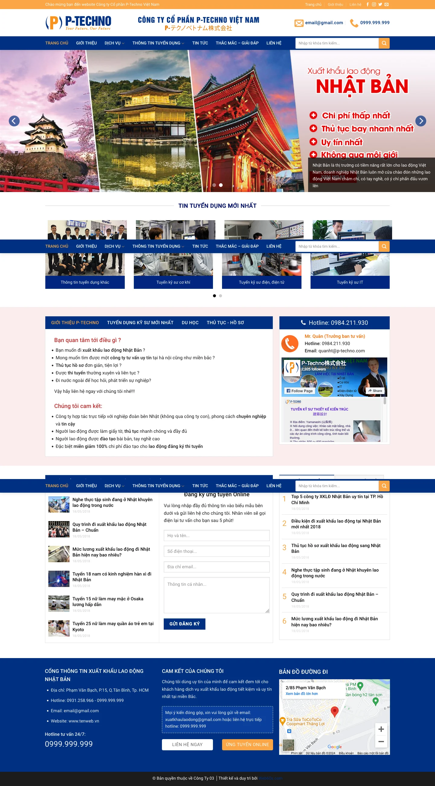 Mẫu thiết kế web công ty xuất khẩu lao động