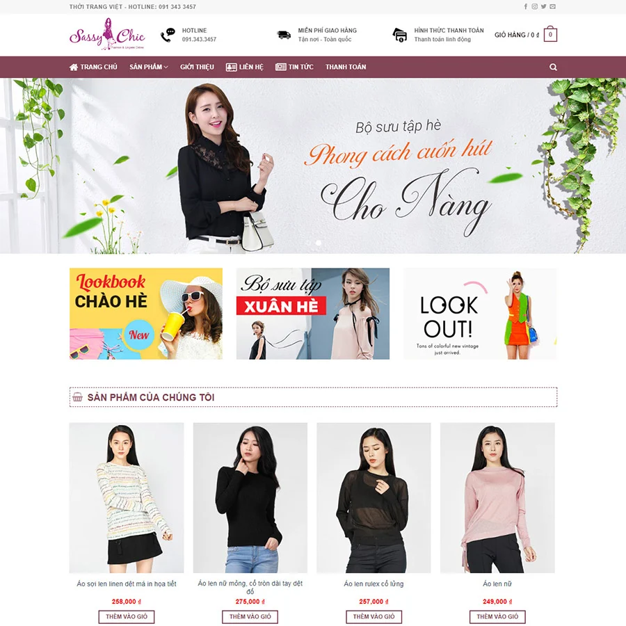 Mẫu thiết kế web bán hàng thời trang nữ