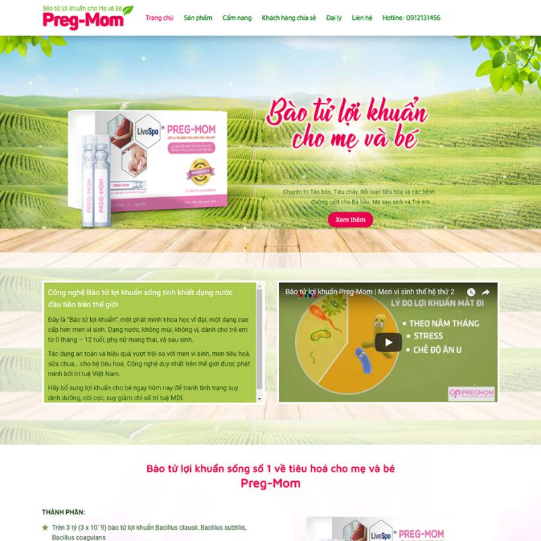 Mẫu thiết kế web LandingPape thực phẩm chức năng