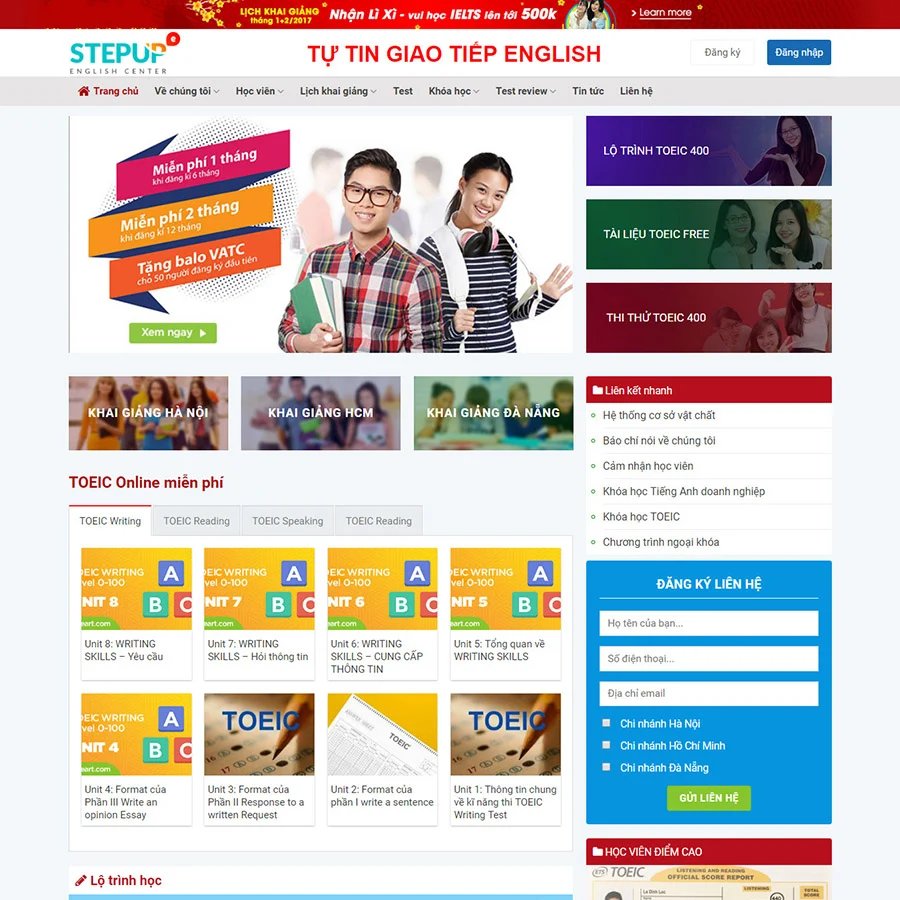 Mẫu thiết kế web trung tâm anh ngữ quốc tế