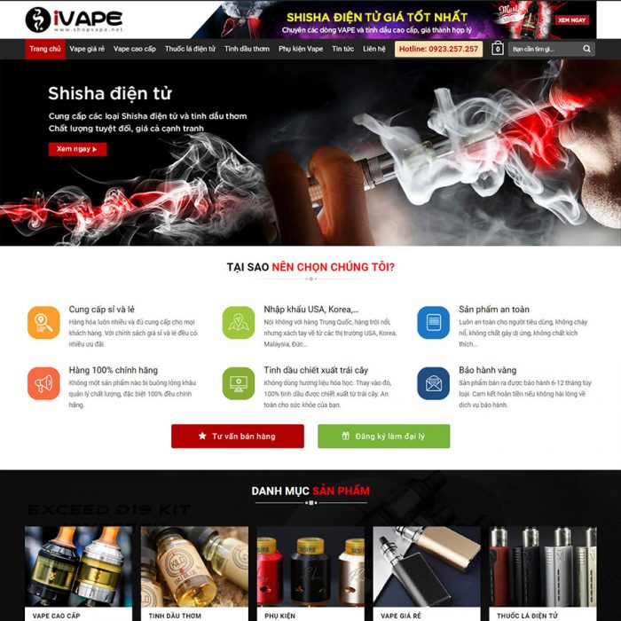Thiết kế web bán thuốc lá điện tử
