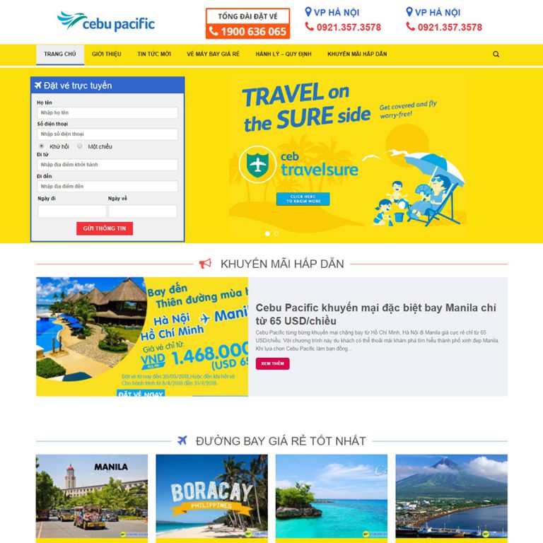 Mẫu thiết kế web bán vé máy bay