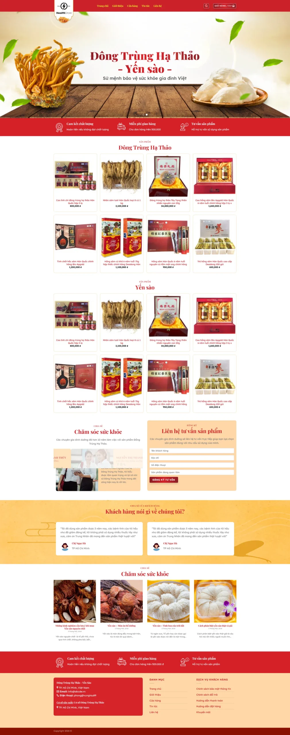 Mẫu thiết kế web bán yến sào