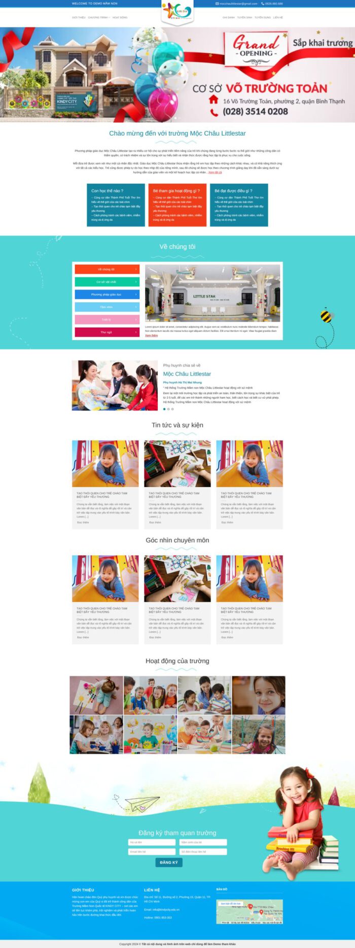 thiết kế web trường mầm non