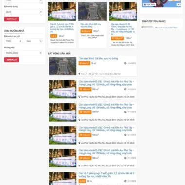 Mẫu thiết kế web sàn giao dịch bất động sản