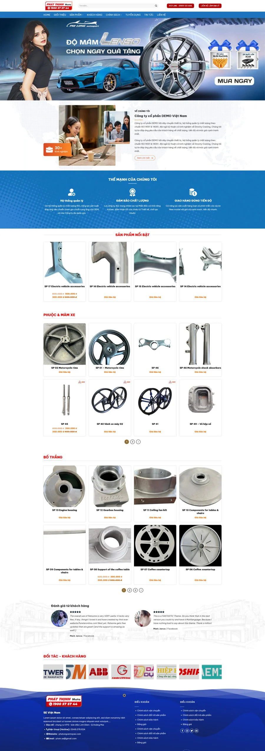 Mẫu thiết kế web shop phụ tùng xe