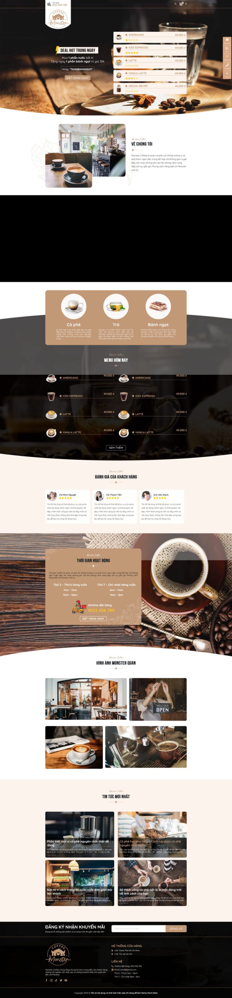 Mẫu thiết kế web quán trà sữa