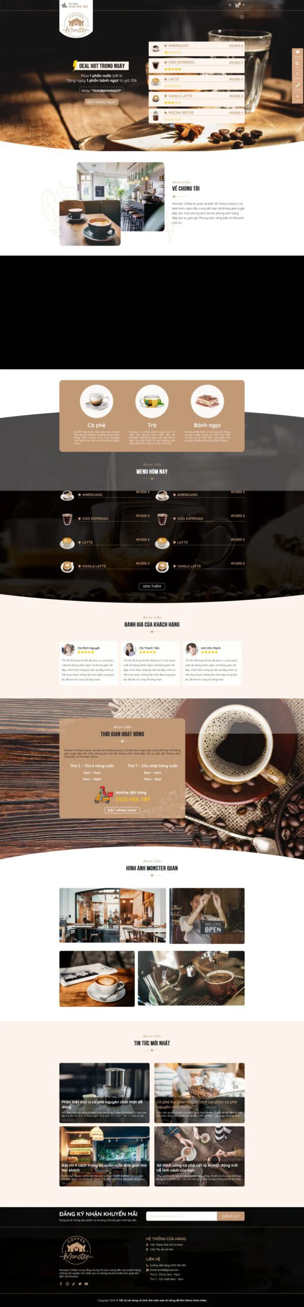 Mẫu thiết kế web quán trà sữa