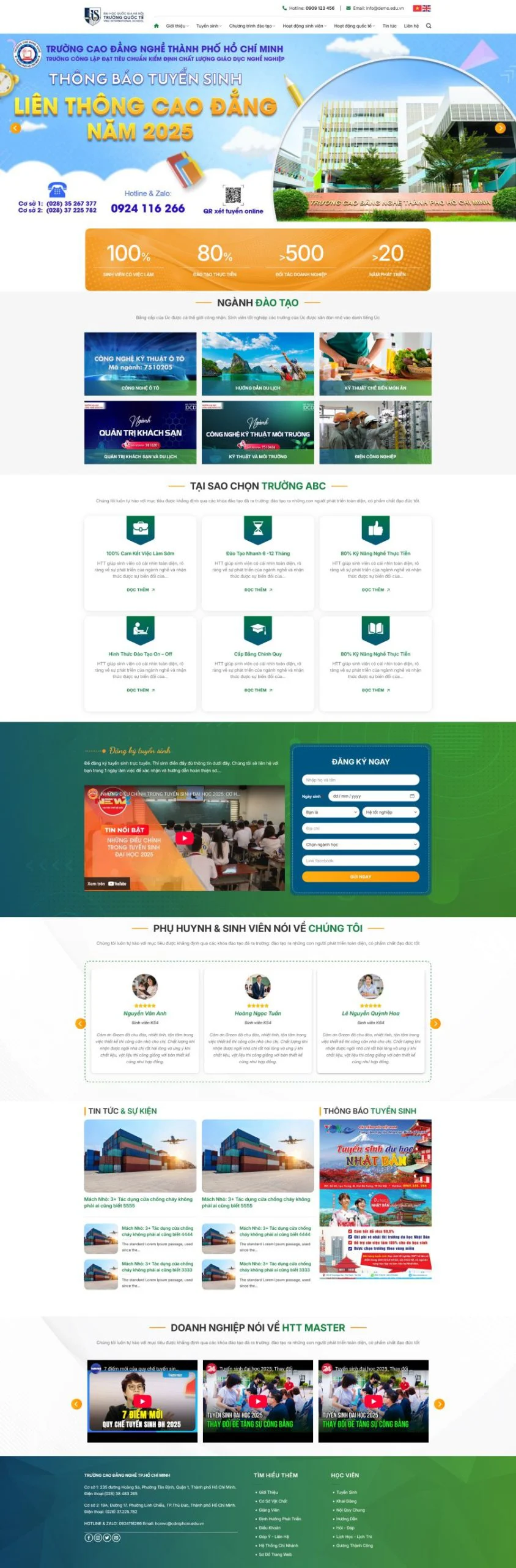 Theme wordpress trường học dạy nghề