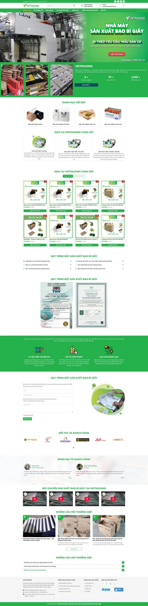 Theme WordPress công ty sản xuất hộp giấy và in bao bì