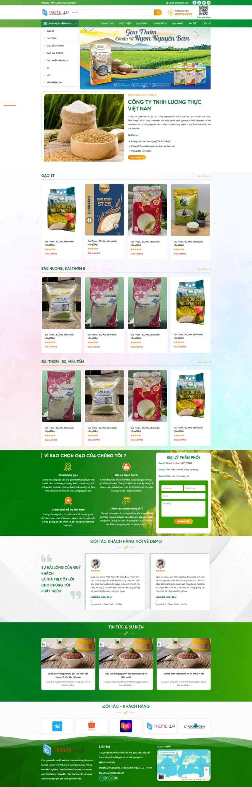 Theme wordpress tiệm bán gạo , nông sản